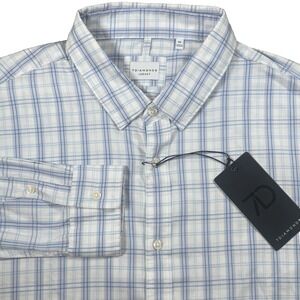 7Diamonds Button Down Shirt Mens XXL White Blue Plaid Supima Cotton SMKL-7608